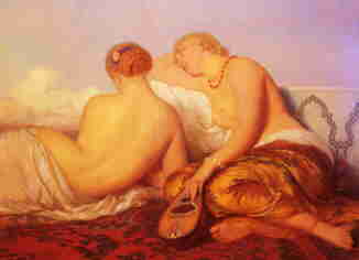 Antoine Auguste Ernest Hebert: Les Deux Odalisques Contemplant Le Bosphore.